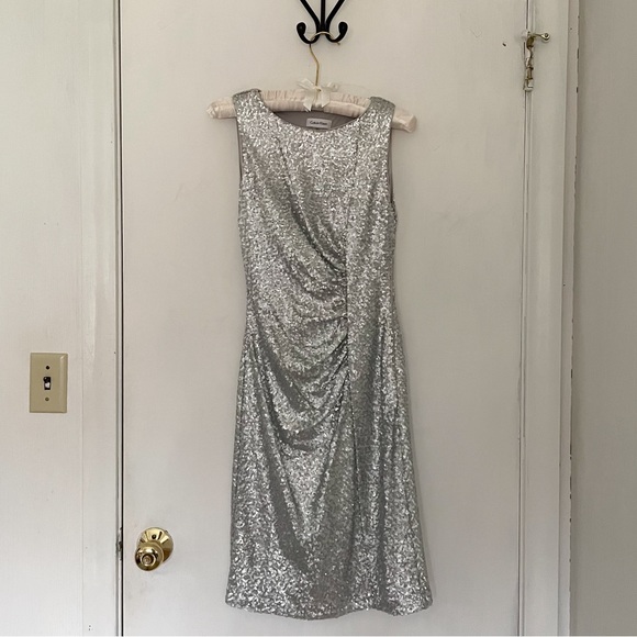 Calvin Klein Silver Sequin Dress - Picture 1 of 10